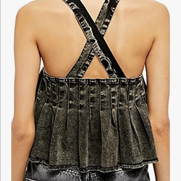 NWT Free People Marina babydoll denim crop top - Picture 5 of 12